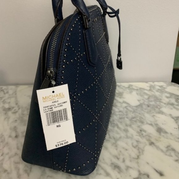 Michael Kors Navy/Cement Adele Lg Dome Satchel - Picture 9 of 13